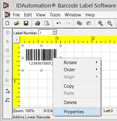 Adjusting properties of the barcode objects