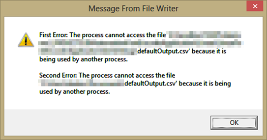 Pop up Message from File Writer