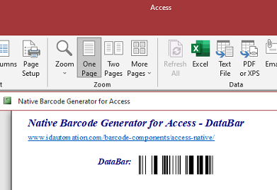 Access GS1 DataBar Barcode Generator 17.11 full